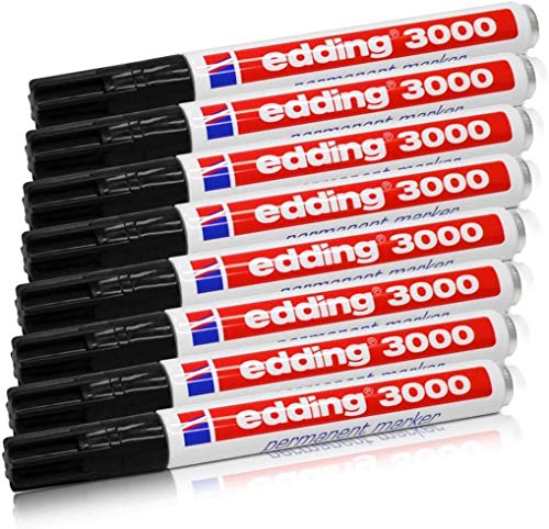 edding Permanentmarker 3000, schwarz, 1,5-3 mm, nachfüllbar, 24er Pack von edding
