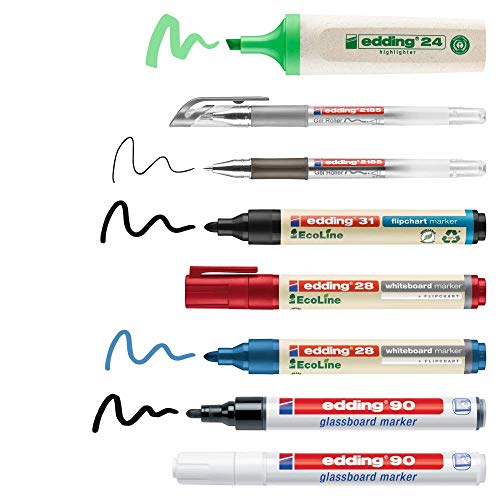 edding - Personal Set für Präsentationen - 8er Schreibset Büro - 2 Glasmarker Stifte, 2 Whiteboard-Marker, 1 Flipchart-Marker, 2 Gelstifte, 1 Textmarker - Schreiben auf Glas, Whiteboard oder Papier edding - Personal Set für Präsentationen - 8er Schreibset Büro - 2 Glasmarker Stifte, 2 Whiteboard-Marker, 1 Flipchart-Marker, 2 Gelstifte, 1 Textmarker - Schreiben auf Glas, Whiteboard oder Papier von edding
