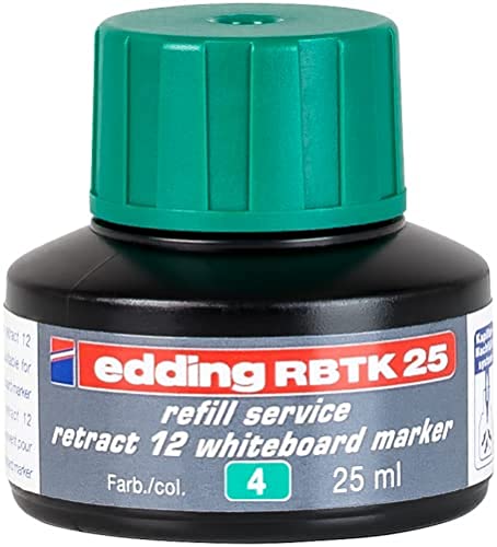 edding RBTK 25 Nachfülltinte - grün - 25 ml - mit Kapillarsystem, ideal zum sauberen und unkomplizierten Nachfüllen des edding whiteboard marker retract 12 von edding