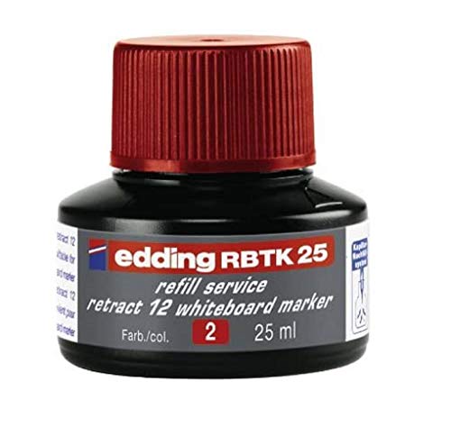 edding RBTK 25 Nachfülltinte - rot - 25 ml - mit Kapillarsystem, ideal zum sauberen und unkomplizierten Nachfüllen des edding whiteboard marker retract 12 von edding