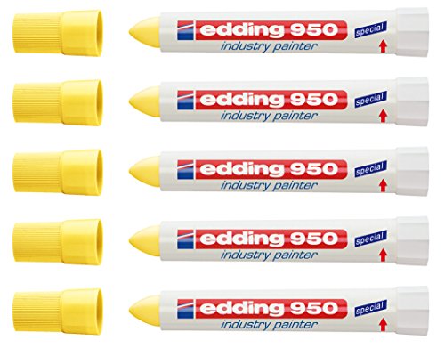 edding Spezialmarker 950 industry painter, 10 mm | (5 Marker, gelb) von edding