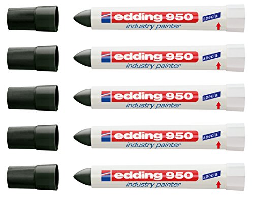 edding Spezialmarker 950 industry painter, 10 mm | (5 Marker, schwarz) von edding