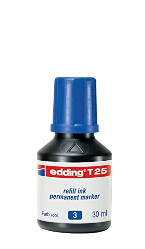 edding T 25 Nachfülltinte Permanent Marker - blau - 30 ml - mit Tropfenspender, zum schnellen Nachfüllen fast aller edding Permanent Marker von edding