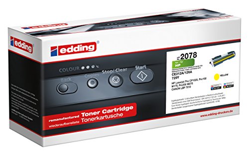 edding Wiederaufbereiteter Toner EDD-2078 - Gelb - Reichweite 1000 Seiten - Ersetzt HP 126A (CE312A) von edding