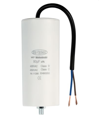 Kondensator Anlaufkondensator Motorkondensator Arbeitskondensator Kabel 80µF 450V von edi-tronic