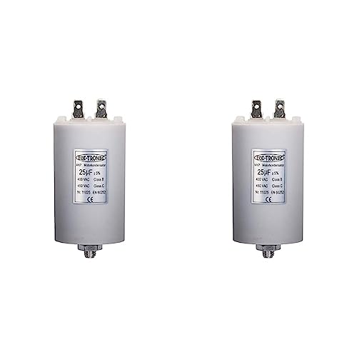 Kondensator Anlaufkondensator Motorkondensator Arbeitskondensator MKP 25µF 450V (Packung mit 2) von edi-tronic