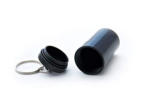 Pillendose schwarz 68 x 31 mm Pillenbox Tablettendose Schlüsselanhänger Alu Mini Box Dose Pillen Kapsel Aufbewahrungsbox von edi-tronic