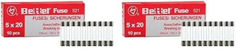 Sicherung 1,6A flink 5x20mm 250V TYP 521 10er Päckchen Feinsicherung Glassicherung G-Sicherung (Packung mit 2) von edi-tronic