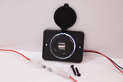 edi-tronic Dual USB Aufbaubuchse 3.1 A 5V 2 x USB Buchse Doppel 12 24 V Ladegerät Wasserdicht Handy Smartphone Laden Anschluss von edi-tronic