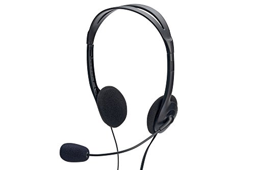 Ednet Stereo PC Headset Lautstärkeregler, 3,5mm Stereostecker, Kopfhörer: 20Hz-20kHz, Mikro: 30Hz-16kHz Kabellänge 1,8m, schwarz von ednet