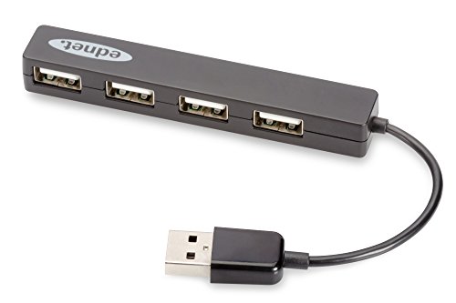 ednet 85040 Notebook USB 2.0 HUB, 4-Port, Plug und Play, kompakte Bauform, Keine zusätzliche Stromversorgung erforderlich, Datanrate bis 480 Mbit/s schwarz von ednet