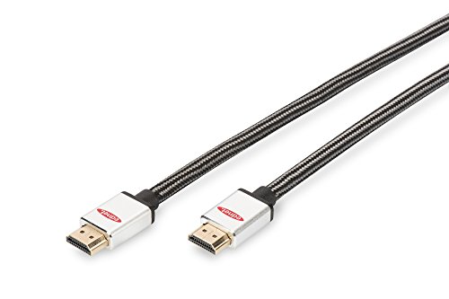 ednet Premium HDMI High Speed Anschlusskabel, 4K/UHD, mit Ethernet, 3 m, Baumwollmantel, Goldkontakte von ednet