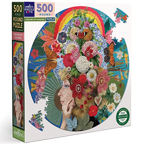 eeBoo - Round Puzzle 500 pcs - Theatre of Flowers - (EPZFTFL von eeBoo