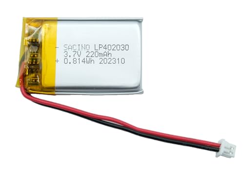 EFASO 3,7 V 220mAh 402030 wiederaufladbarer LIPO -Akku, kompatibel mit FIIO E3 E5 Mobiler Energiespeicher Dash Cam, LED-Leuchten Uhren, Kopfhörer von efaso