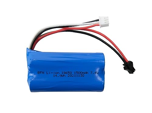 efaso 1 Stück 1500mAh 7.4V 2S Akku für U12A S033G Q1 H101, SM-2P Stecker für Rc Toys Boote Autos Drohnen von efaso