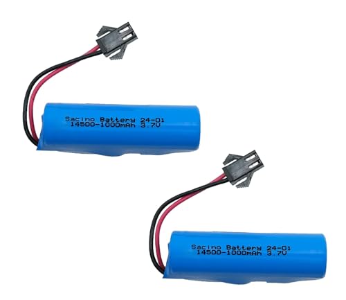 efaso 14500 Akku 3,7V 1000 mAh SM-2P Stecker wiederaufladbar für RC Autos und Fahrzeuge kompatibel mit Kizeefun 9961 / ACAMMZAR AT3 / ACAMMZAR AT1 (2, Akku 3,7V 1000mAh) von efaso