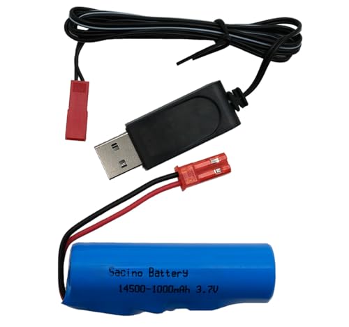 efaso 14500 Akku 3,7V 1000mAh & USB-Ladekabel JST Stecker kompatibel mit RC Auto, RC Flugzeug, RC Panzer, RC Fahrzeuge und viele weitere Modelle (RC Akku 3,7V 1000mAh + USB-Ladekabel) von efaso