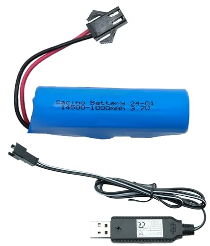 efaso RC Akku 3,7V 1000mAh mit SM-2P (HBX) Stecker & USB-Ladekabel kompatibel mit JOYIN Ferngesteuertes Bagger Spielzeug - Akku für RC Auto, RC Bagger, RC Fahrzeuge von efaso