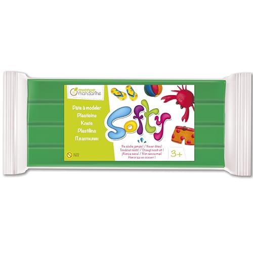 AVENUE MANDARINE SO0870500600C - Block Softy pflanzliche Knete / Modelliermasse 500g, auf Wachsbasis,trocknet nie, ideal für Kinder ab 3 Jahren, glütenfrei, ohne Gentechnik, Grün, 1 Stück AVENUE MANDARINE SO0870500600C - Block Softy pflanzliche Knete / Modelliermasse 500g, auf Wachsbasis,trocknet nie, ideal für Kinder ab 3 Jahren, glütenfrei, ohne Gentechnik, Grün, 1 Stück von Avenue Mandarine