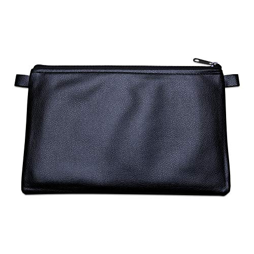 Banktasche Geldtasche mit Reißverschluss und Schlaufen 27 x 17 cm Kunstleder schwarz für Dokumente bis A5 von effektivo