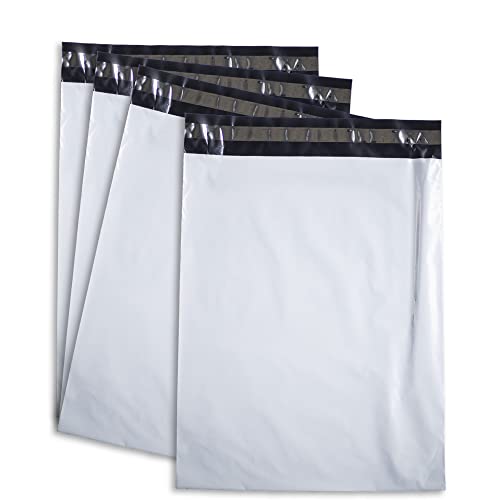 effektivo 100 Stück Folienversandtaschen 35x45cm Versandbeutel für Kleidung, Plastik Versandtaschen Versandtüten selbstklebend, weiss von effektivo