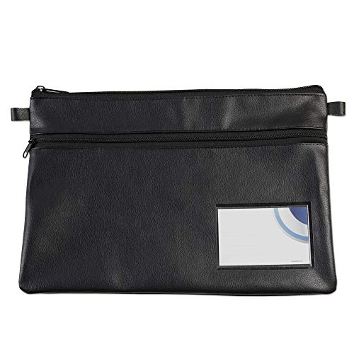 effektivo Banktasche Geldtasche A5 schwarz mit 2 Reißverschluss-Fächern Sichtfenster für Visitenkarten, 30 x 20 cm, 11098 von effektivo