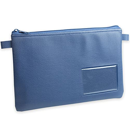 effektivo Banktasche Geldtasche farbig mit Reißverschluss und Fenster, Kunstleder blau, passend für Dokumente bis DIN A5 von effektivo