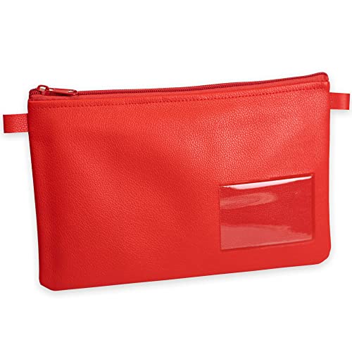 effektivo Banktasche Geldtasche farbig mit Reißverschluss und Fenster, Kunstleder rot, passend für Dokumente bis DIN A5 von effektivo