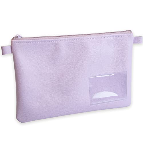 effektivo Banktasche Geldtasche farbig mit Reißverschluss und Fenster, Kunstleder violet pink, passend für Dokumente bis DIN A5 von effektivo