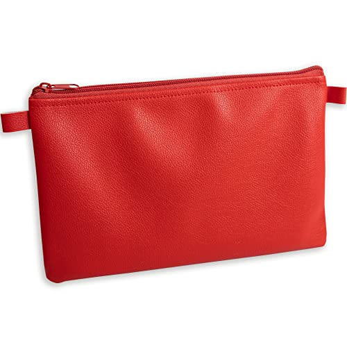 effektivo Banktasche mit Reißverschluss, Kunstleder rot, 27 x 17 cm, passend für Dokumente bis DIN A5 von effektivo