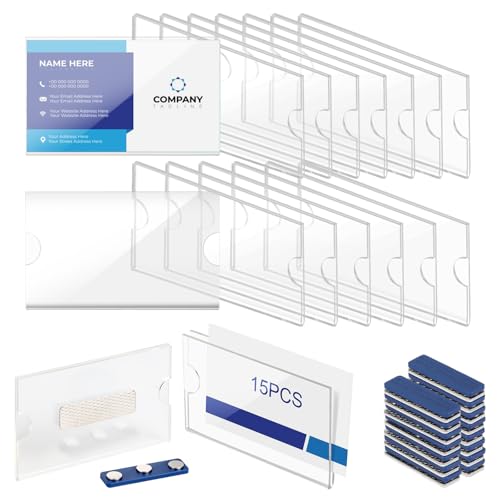 EFUTURETIME 15er-Set Namensschilder Magnetisch, 90 x 54 mm, Transparent Kunststoff Namensschild Magnet für Kleidung, Name Tag Magnet mit 3 Punkt starkem Magnet Selbstklebend von efuturetime