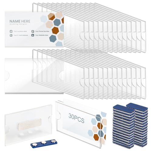 EFUTURETIME 30er-Set Namensschilder Magnetisch, 90 x 54 mm, Transparent Kunststoff Namensschild Magnet für Kleidung, Name Tag Magnet mit 3 Punkt starkem Magnet Selbstklebend von efuturetime