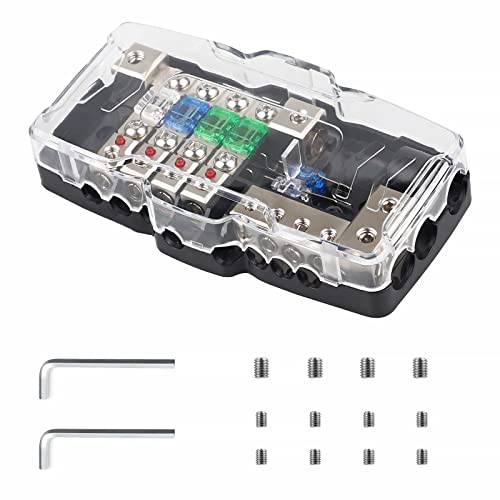 EFUTURETIME KFZ Verteilerblock Sicherungshalter mit Rote LED-Anzeige Schutzabdeckung, Mini ANL Sicherungskasten, 30A 60A Sicherung Sicherungsverteiler für Auto,Boot,Van,Suv,LKW von efuturetime