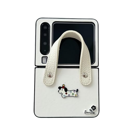 eglixu Cartoon Simple Cute Dackel Leder Handyhülle Kompatibel mit Huawei Pura X mit Griffschlaufe Schutzhülle für Jungen Mädchen (Weiß) von eglixu