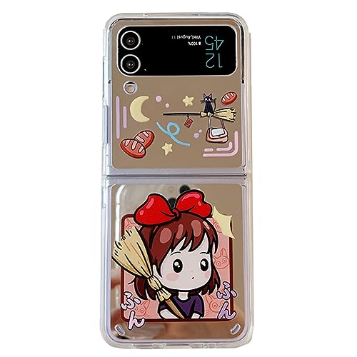 eglixu Cute Cartoon Mirror Face Case for Samsung Galaxy Z Flip 4 Funny creative kawaii design Hard PC phone protective cover gift for boys girls (Kiki) von eglixu