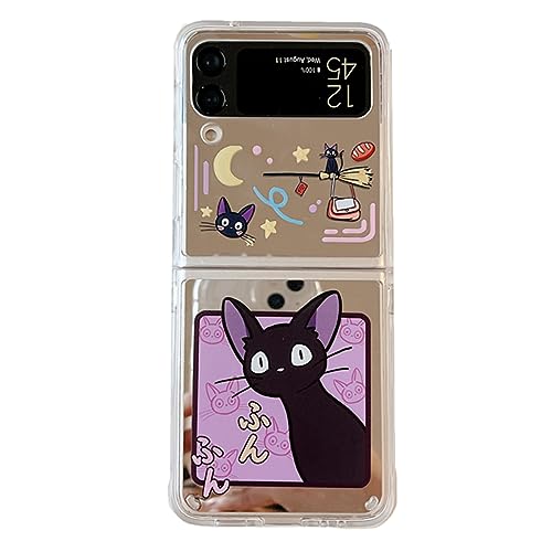 eglixu Cute Cartoon Mirror Face Case for Samsung Galaxy Z Flip 4 Funny creative kawaii design Hard PC phone protective cover gift for boys girls (cat) von eglixu