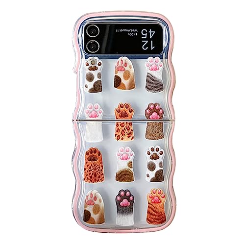eglixu Cute Cartoon Waves case for Samsung Galaxy Z Flip 4 Funny Kawaii design soft TPU phone protective cover gift for women girls (Cat's paw) von eglixu