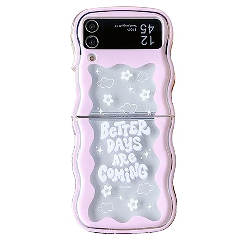 eglixu Süße Cartoon-Wellen-Hülle für Samsung Galaxy Z Flip 4, lustiges Kawaii-Design, weiche TPU-Handyhülle, Geschenk für Frauen und Mädchen (Buchstaben) von eglixu