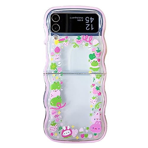 eglixu Süße Cartoon-Wellen Hülle für Samsung Galaxy Z Flip 4, lustiges Kawaii-Design, weiche TPU-Handyhülle, Geschenk für Frauen und Mädchen (Froschhase) von eglixu