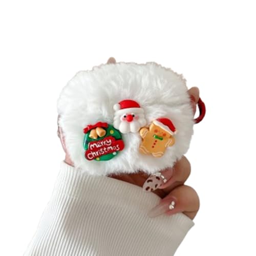 eglixu Flauschige Kopfhörer-Hülle für AirPods 4. Generation, kreatives niedliches Weihnachtselement-Design, Kopfhörerabdeckung für AirPods 4, für Mädchen und Jungen (Lebkuchenmann) von eglixu