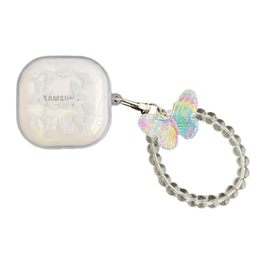 eglixu Schutzhülle für Samsung Galaxy Buds FE/Buds2 Pro/Buds 2/Buds Pro/Buds Live, niedliches Cartoon-Schmetterling-Design, transparente TPU-Kopfhörerhülle mit Schmetterlings-Schlüsselanhänger eglixu Schutzhülle für Samsung Galaxy Buds FE/Buds2 Pro/Buds 2/Buds Pro/Buds Live, niedliches Cartoon-Schmetterling-Design, transparente TPU-Kopfhörerhülle mit Schmetterlings-Schlüsselanhänger von eglixu
