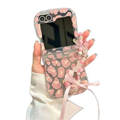 eglixu Handyhülle mit Schleife für Samsung Galaxy Z Flip 6/5, lustig, niedlich, kreativ, transparent, mit Perlen-Handgelenkkette für Mädchen, Damen, Damen (Z Flip 6,B) von eglixu