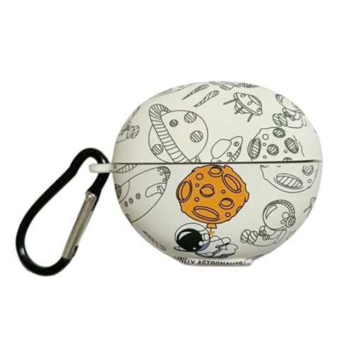 eglixu Kompatibel mit Huawei FreeClip Kopfhörer-Schutzhülle, niedliches Cartoon-Design, Astronaut, Raumfahrer, weiche Silikon-Schutzhülle mit Schlüsselanhänger, Weiß von eglixu