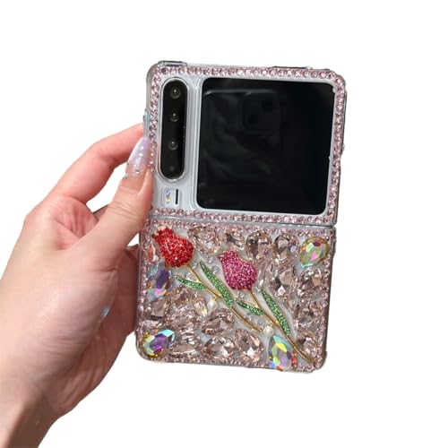 eglixu Kompatibel mit Huawei Pura X, 3D Cute Cartoon Full Screen Glitzer Rose Tulpe Mode Luxus Premium Schutzhülle (Tulpen) von eglixu