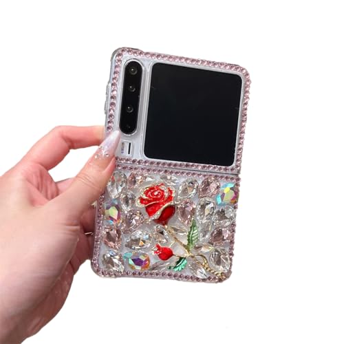 eglixu Kompatibel mit Huawei Pura X, 3D Cute Cartoon Vollbild-Glitzer Rose Tulpe Mode Luxus Premium Schutzhülle (rote Rose) von eglixu