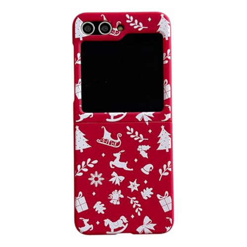 eglixu Kompatibel mit Samsung Galaxy Z Flip 5 Slim Schutzhüllen mit Handgelenkarmband Ganzkörper Weihnachtsstil Handyhülle für Mädchen Frauen (ohne Kette-D) von eglixu