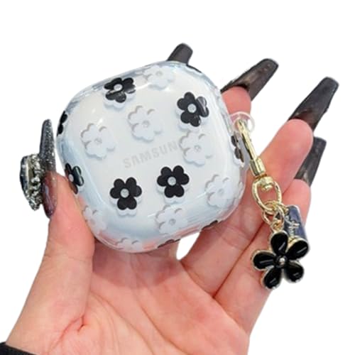 eglixu Kopfhörer-Schutzhülle für Samsung Galaxy Buds FE/Buds 2 Pro/Buds 2/Buds Pro/Buds Live, niedliche Blume, TPU, transparent, mit Schlüsselanhänger, Schwarz eglixu Kopfhörer-Schutzhülle für Samsung Galaxy Buds FE/Buds 2 Pro/Buds 2/Buds Pro/Buds Live, niedliche Blume, TPU, transparent, mit Schlüsselanhänger, Schwarz von eglixu