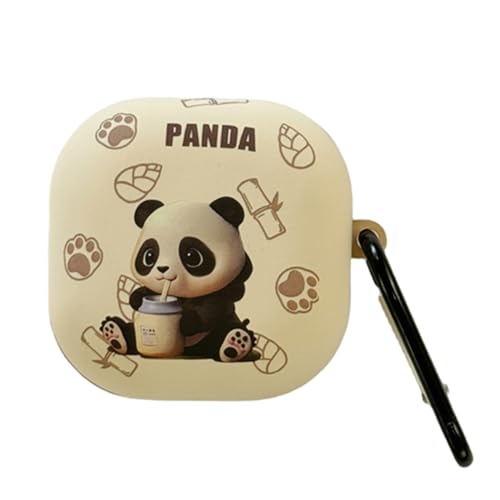 eglixu Ladebox für Samsung Galaxy Buds Pro/Buds 2 Pro/Buds FE, niedliches Cartoon-Panda-Muster, Kopfhörer-Hülle mit Haken für Samsung Galaxy Buds 2/Buds Live, Beige von eglixu