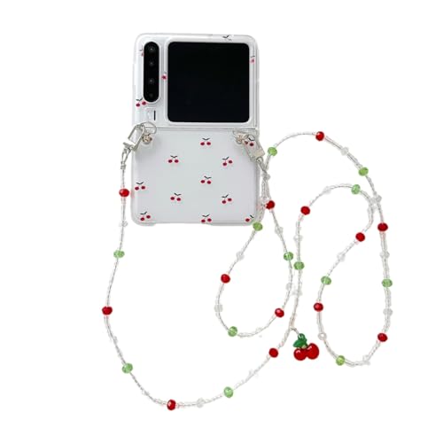 eglixu Niedliche Cartoon-Kirschen-Handyhülle kompatibel mit Huawei Pura X, klare PC-Schutzhülle mit Kette, geeignet für Frauen und Mädchen (lange Kette) von eglixu