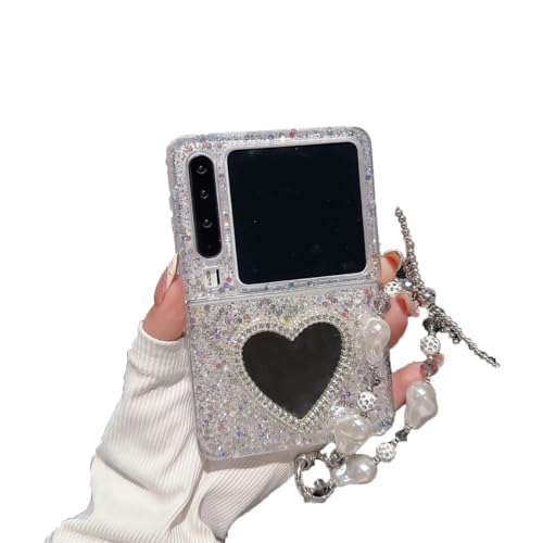 eglixu Niedliche Cartoon-Silber-Glitzer-Pailletten, Liebesbär, Spiegel, Handyhülle, kompatibel mit Huawei Pura X, stoßfeste Schutzhülle für Mädchen und Frauen (Liebe) von eglixu